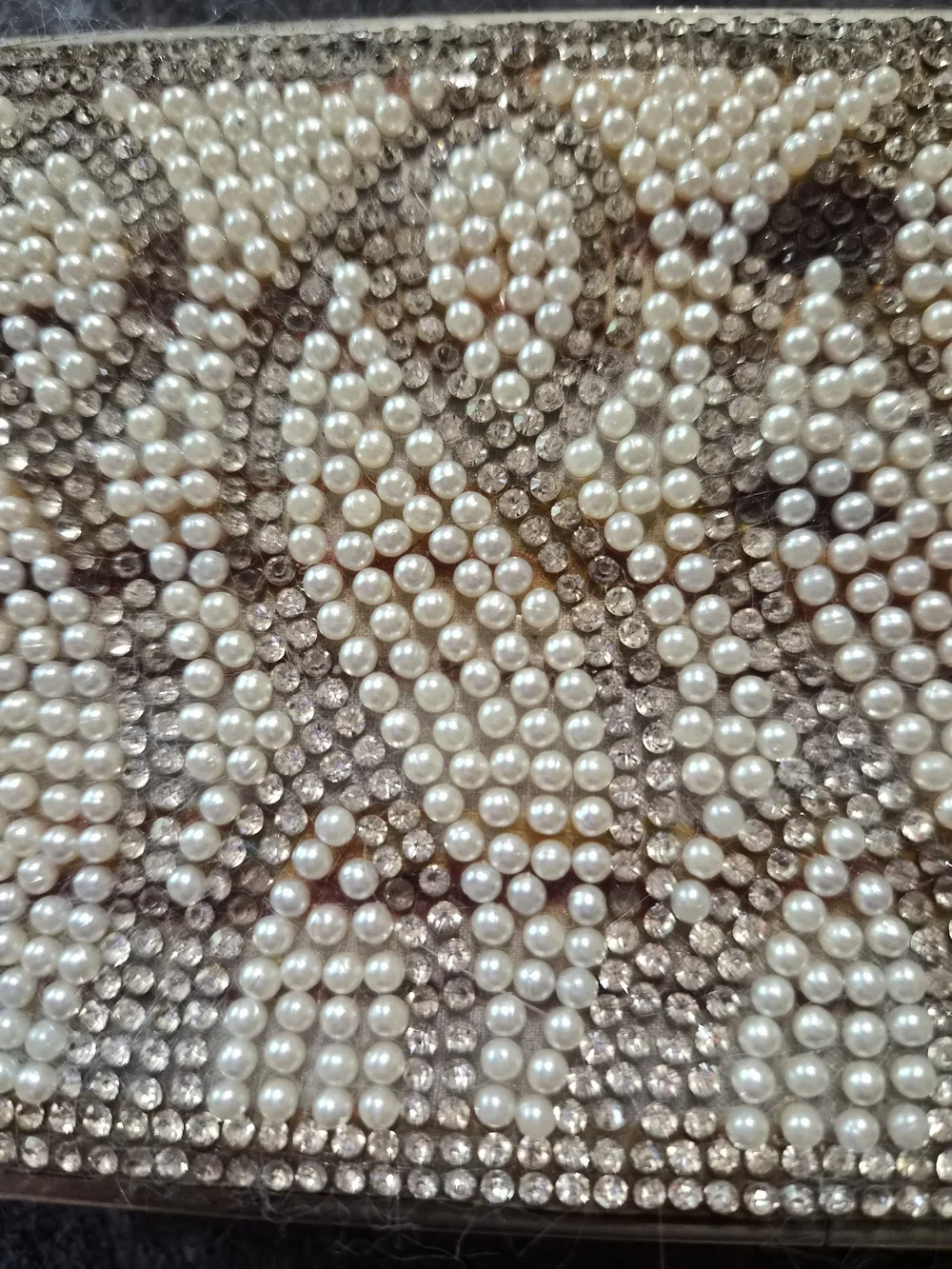 Kate Landry Crystal Embellished Beige and Irradecent Women’s Clutch